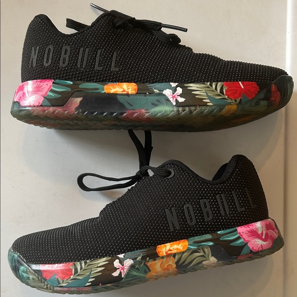 NOBULL Black Sneakers with Vibrant Floral Sole - Picture 1 of 9